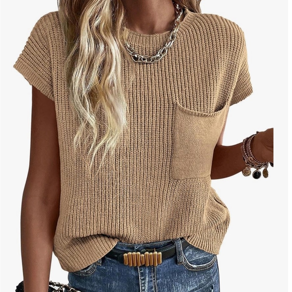 Casual Tan Knit Top